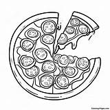 Cheesy Pizza With Toppings Coloring Page  Pagescom sketch template