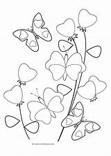 Butterflies Hearts And Flowers Coloring Pages sketch template