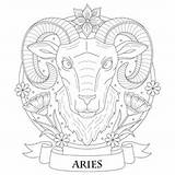 Aries Zodiac Sign Coloring Book Sticker sketch template