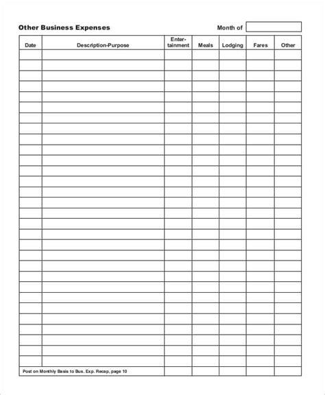 Printable Expense Report Template