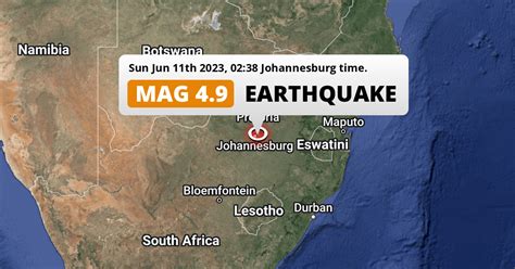 Shallow M4.9 Earthquake hit near Johannesburg in South Africa on Sunday ...