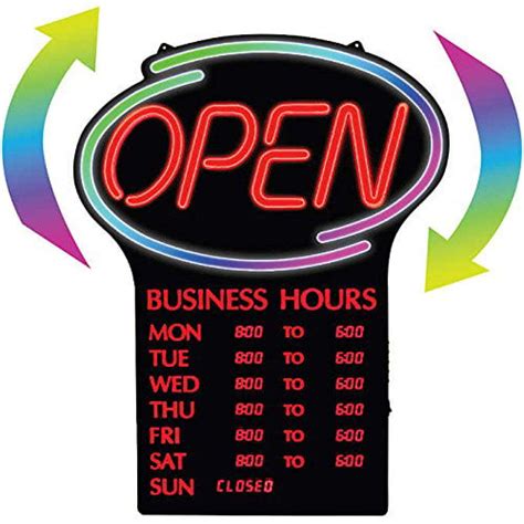 Newon LED OPEN Sign with Programmable Business Hours and Flashing Effects - English Only ...