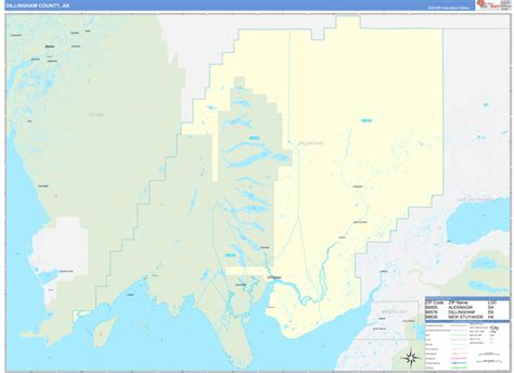 Dillingham County, AK Zip Code Wall Map Basic Style by MarketMAPS ...