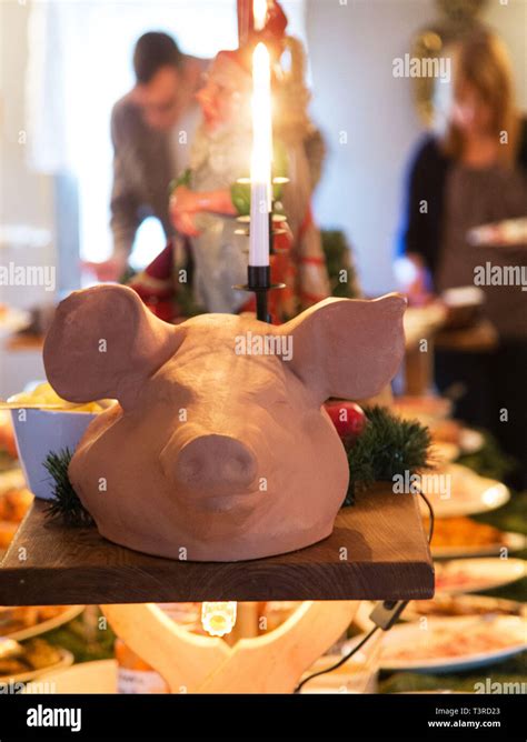 Christmas food on a Christmas table Stock Photo - Alamy