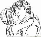 Kristoff And Anna Kiss Coloring Page For Kids  Free Frozen Printable sketch template