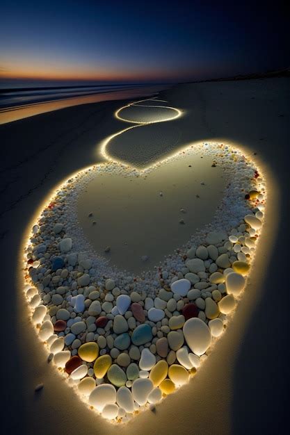 Premium AI Image | Heart on the beach at sunset