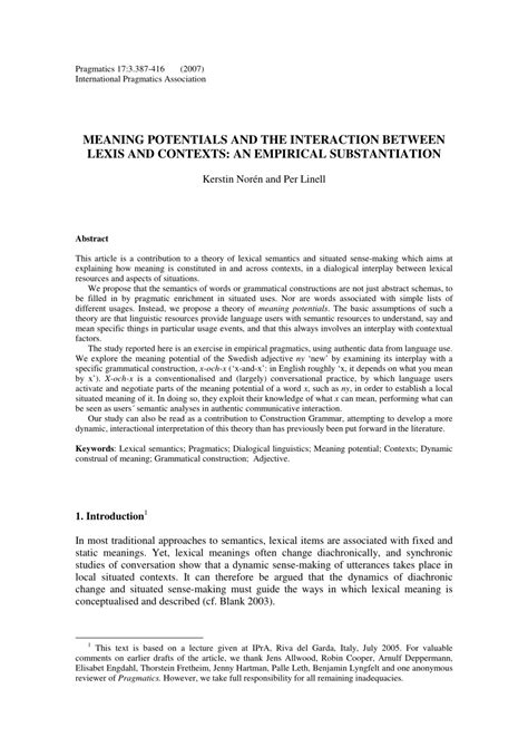 (PDF) Meaning Potentials and the Interaction between Lexis and Contexts ...