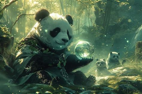 Premium AI Image | Panda Fortune Teller with a crystal ball offering insightful predictions to ...