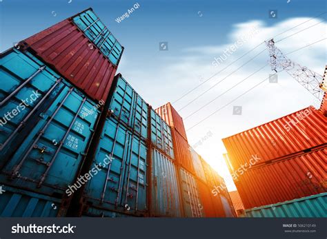 Forklift Truck Lifting Cargo Container Shipping Stock Photo 506210149 ...