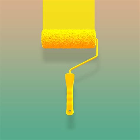 Premium Photo | Big Yellow Paint Roller With a Trace of Paint Isolated Over Beige Green ...