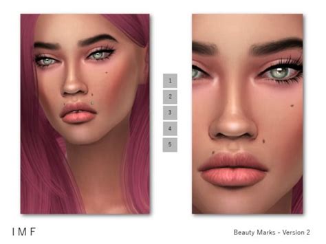 IzzieMcFire's IMF Beauty Marks - Version 2 F/M | The sims 4 skin, Sims ...