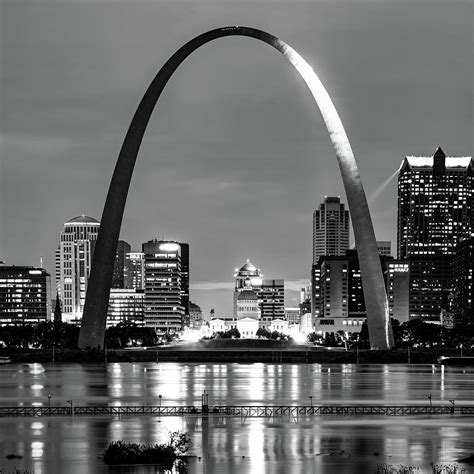 Saint Louis Skyline and The Iconic Gateway Arch - Black and White Photograph by Gregory Ballos ...