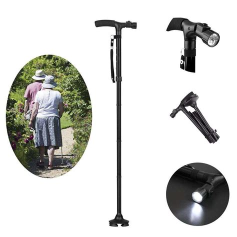 Adjustable Folding Walking Cane LED Light Walking Stick for Men & Women Aluminum Crutch - China ...