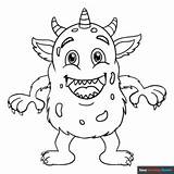 Cartoon Monster Coloring Page  Easy Drawing Guides sketch template