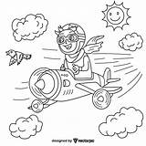 Aircraft pilot Coloring Pages For Kids & Adults Design Free Vector  sketch template