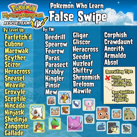 Pokemon Mystery Dungeon Rescue Team DX False Swipe Infographic (credit: WaddlingWeedle) : r ...