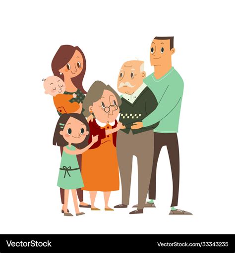Happy family hugging each other cartoon character Vector Image