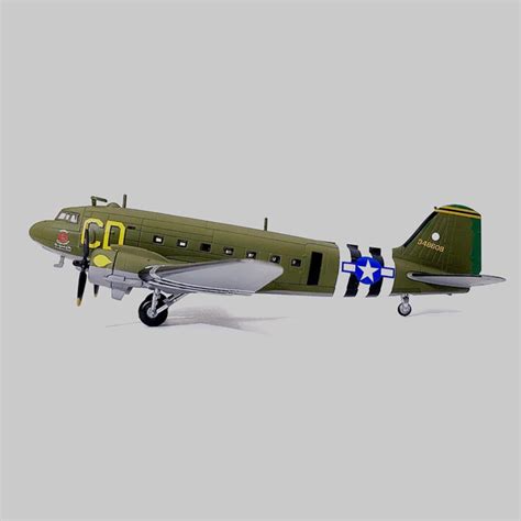 1/100 WWII U.S. C47 Transport Model Airplane Kit D Day 75th Diecast ...