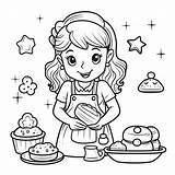 Adorable Baker Coloring For Kids  Page sketch template