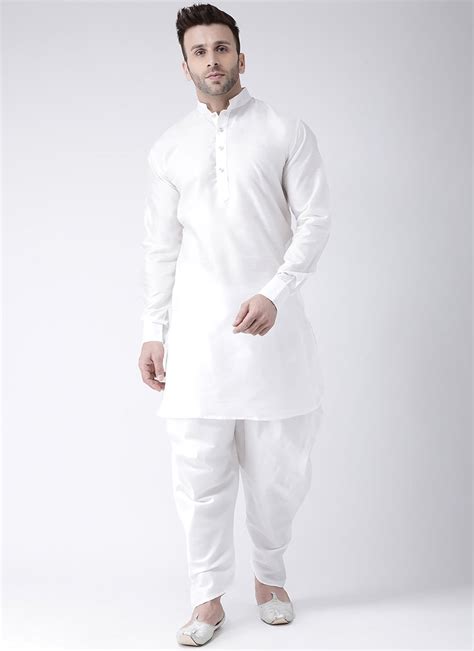 Buy Cotton Plain White Dhoti Kurta : 180112 - Mens