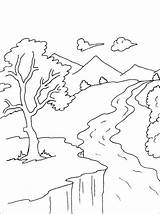 River Landscape Coloring Pages Sketch Page sketch template