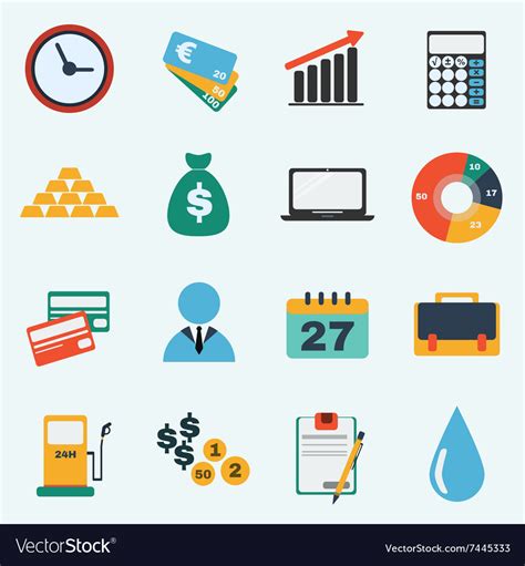 Colorful economy icon set Royalty Free Vector Image