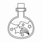 Magic Elixir With Rainbow And Stars Coloring Page Vector Illustration  sketch template