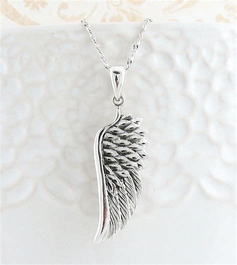 Antiqued Angel Wing Pendant Necklace in Sterling Silver - Free Shipping in USA – woot & hammy