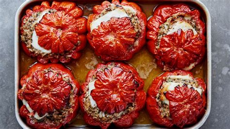 Michel Roux’s baked stuffed tomatoes with lamb and seasonal vegetables ...