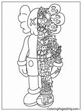Dissected KAWS Companion With Hippie Elements  Free Printable Coloring sketch template