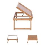Dining Table Table Top Adjustable Folding Legs Bamboo Food Dinner Desk Foldable Computer Laptop ...