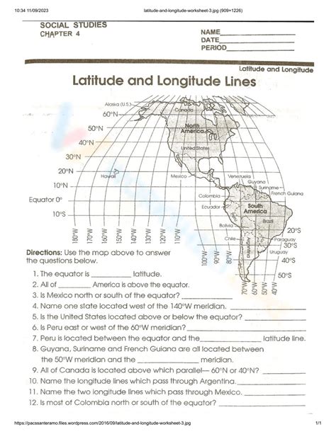 Free Collection Of Latitude and Longitude Worksheets