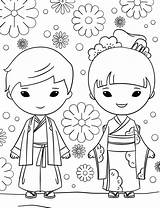 Japanese Children Coloring Page Pages sketch template