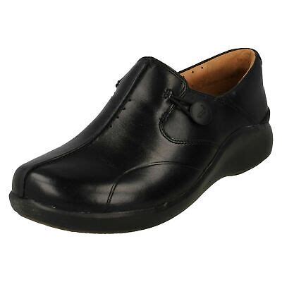 Clarks Black Leather Comfort WIDE FIT Nurses Care Worker Slip On Shoes Un Loop 2 | eBay