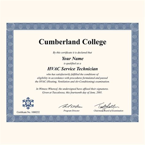 Replica HVAC Certificate Maker | Validgrad