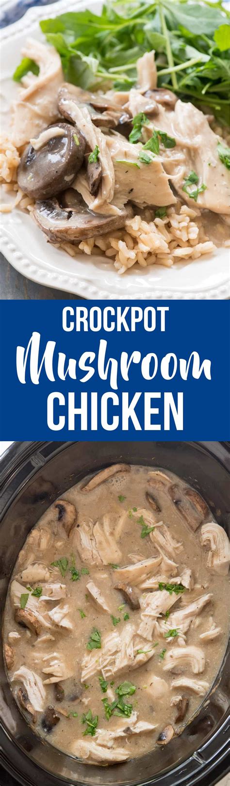 Crockpot Mushroom Chicken - this easy slow cooker chicken recipe is a quick and delicious way to ...
