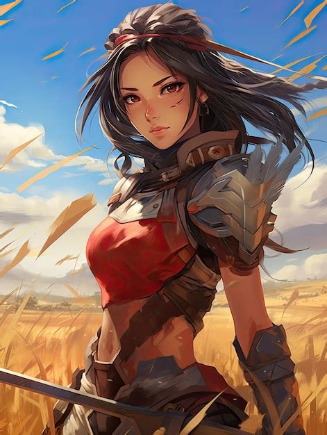 Premium AI Image | Anime female character warrior close up