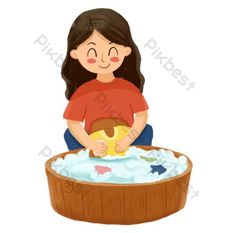 Cartoon Girl Washing Clothes Png PNG Images | PSD Free Download - Pikbest