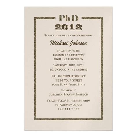 PhD Doctorate Graduation Invitation Metallic | Zazzle | Graduation ...