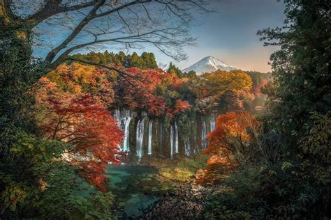 Stunning Japan Fall with Mount Fuji and Shiraito Falls - HD Wallpaper