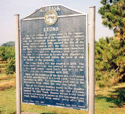 Marker Monday: Lyons - Nebraska State Historical Society