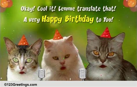 Cat's Singing Happy Birthday! Free Funny Birthday Wishes eCards | 123 ...