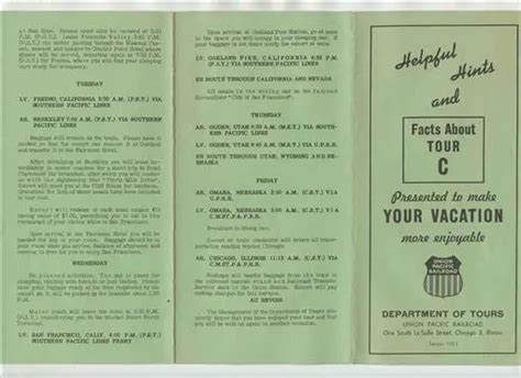 UNION PACIFIC RAILROAD Facts About Tour C Brochure 1957 $18.00 - PicClick