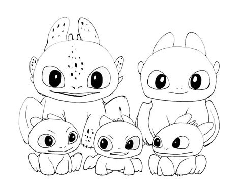 Toothless Family - Online Coloring Pages