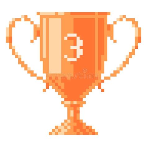 Bronze Cup, Third Place Trophy 8-bit Pixel Graphics Icon. Pixel Art Style. Game Assets. 8-bit ...