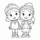Kleurpaginas Voor Kinderen Unieke Twee Kleine Zusjes  sketch template