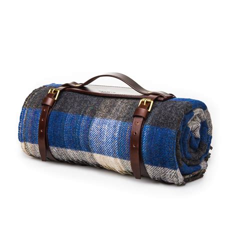 Wool Travel Blanket - Blue/Charcoal