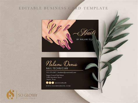 EDITABLE Business Card, Nail Artist Business Card, Beauty Business ...