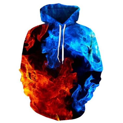 Colorful Flame Fire Red And Blue Hoodie 3D - Teeruto