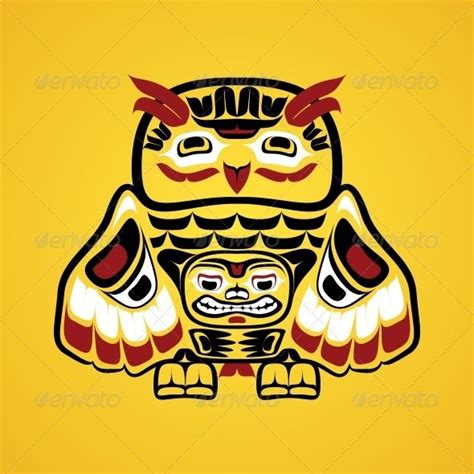 Vector Illustration of an Owl | Native art, Native american animals ...